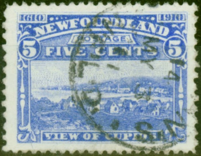 Valuable Postage Stamp Newfoundland 1910 5c Bright Blue SG99 Fine Used