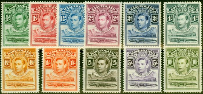 Old Postage Stamp from Basutoland 1938 Set of 11 SG18-28 Fine Very Lightly Mtd Mint