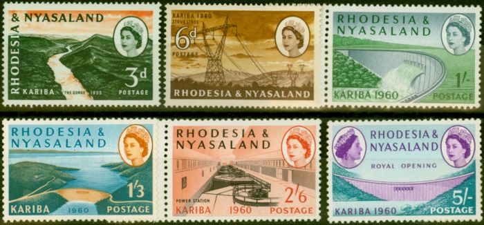 Old Postage Stamp Rhodesia & Nyasaland 1960 Kariba Set of 6 SG32-37 Fine MM