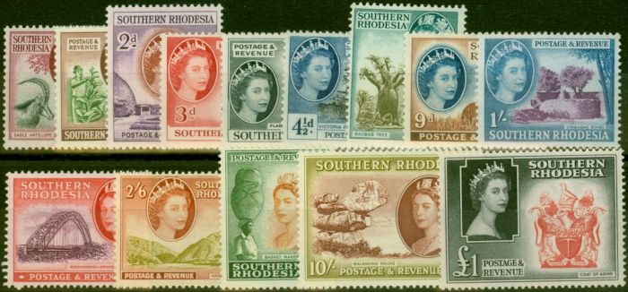 Rare Postage Stamp Southern Rhodesia 1953 Set of 14 SG78-91 Very Fine VLMM