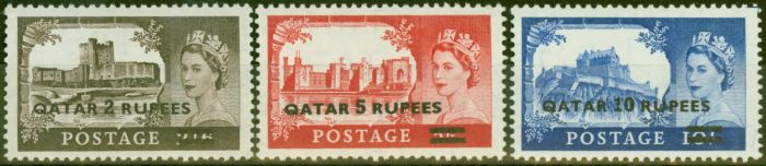 Collectible Postage Stamp from Qatar 1957 Type II set of 3 SG13a-15a V.F MNH