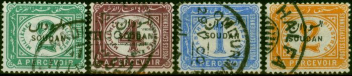 Rare Postage Stamp Sudan 1897 Postage Due Set of 4 SGD1-D4 Fine Used