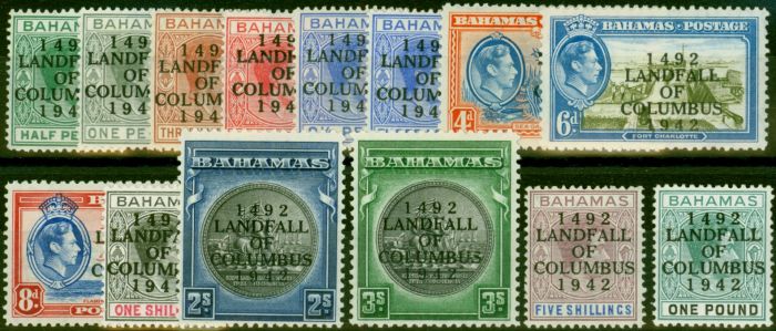Rare Postage Stamp Bahamas 1942 Landfall Set of 14 SG162-175a Fine LMM
