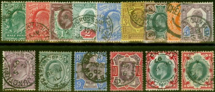 Rare Postage Stamp GB 1902-10 Set of 15 to 1s SG215-259 Good Used