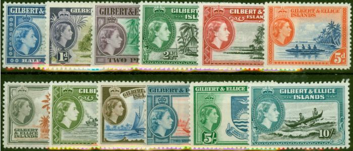 Collectible Postage Stamp Gilbert & Ellice Islands 1956 Set of 12 SG64-75 Fine & Fresh MM