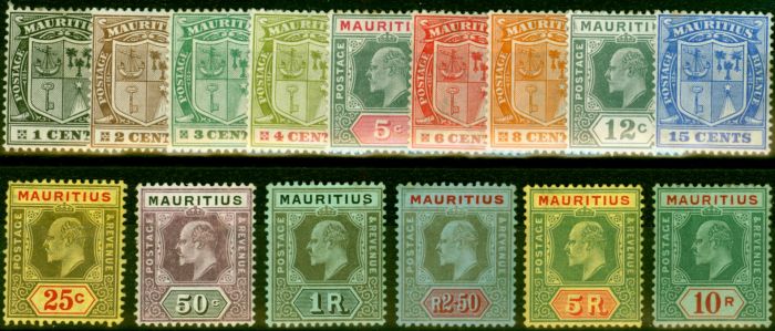 Collectible Postage Stamp from Mauritius 1910 Set of 15 SG181-195 Fine Mounted Mint
