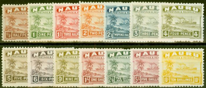 Old Postage Stamp from Nauru 1924 set of 14 SG26A-39A Fine Lightly Mtd Mint