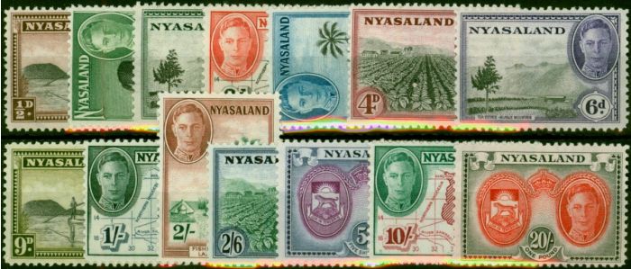 Nyasaland 1945 Set of 14 SG144-157 Fine MNH (2). King George VI (1936-1952) Mint Stamps