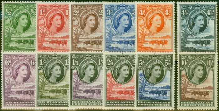 Rare Postage Stamp Bechuanaland 1953-58 Set of 12 SG143-153 Fine LMM