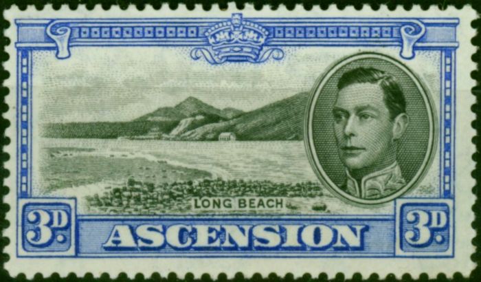 Ascension 1938 3d Black & Ultramarine SG42 V.F MNH  King George VI (1936-1952) Rare Stamps