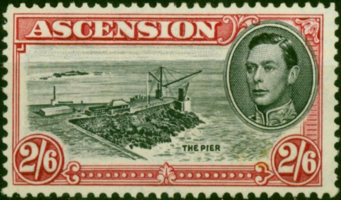 Ascension 1944 2s6d Black & Deep Carmine SG45c Fine MNH  King George VI (1936-1952) Valuable Stamps