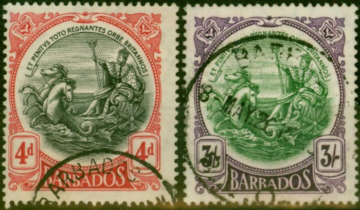 Old Postage Stamp Barbados 1918 Set of 2 SG199-200 Fine Used