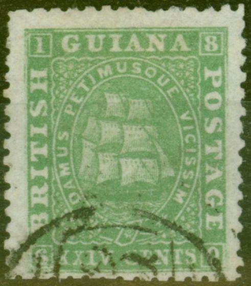 Old Postage Stamp from British Guiana 1863 24c Green SG56 V.F.U Ex-Fred Small