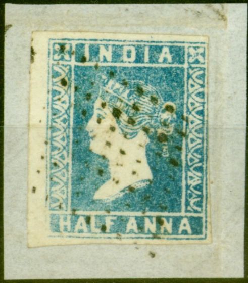 Collectible Postage Stamp from India 1854 1/2a Pale Blue SG3 Fine Used on Piece