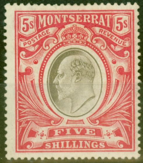Valuable Postage Stamp from Montserrat 1907 5s Black & Red SG33 Fine & Fresh Lightly Mtd Mint