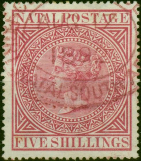 Collectible Postage Stamp Natal 1892 5s Rose SG72 Fine Used Fiscal Cancel