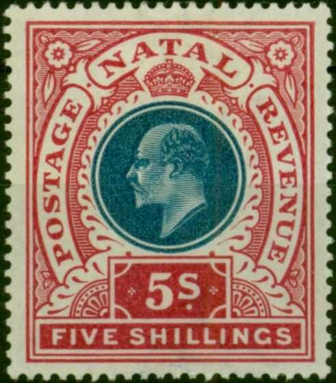 Natal 1902 5s Dull Blue & Rose SG140 Fine MM (2). King Edward VII (1902-1910) Mint Stamps