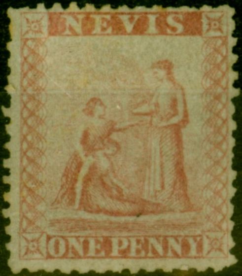 Collectible Postage Stamp from Nevis 1862 1d Dull Lake SG1 Fine Mtd Mint