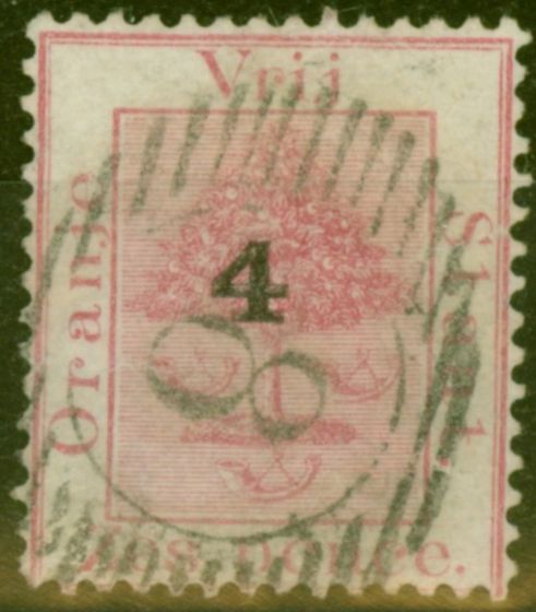 Old Postage Stamp from O.F.S 1877 4d on 6d Rose SG13 Type d Fine Used
