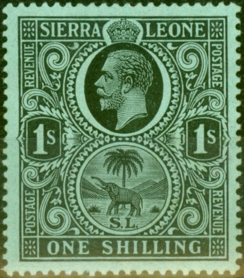 Valuable Postage Stamp from Sierra Leone 1912 1s Black-Green SG124 Fine & Fresh Mtd Mint