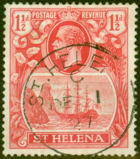 Old Postage Stamp from St Helena 1923 1 1/2d Rose-Red SG99 'Madam Joseph' Forged Cancel Fine Used
