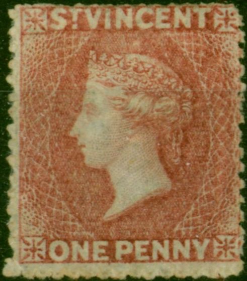 St Vincent 1861 1d Rose-Red SG1 Fine & Fresh Unused . Queen Victoria (1840-1901) Mint Stamps