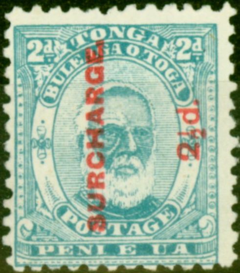 Rare Postage Stamp from Tonga 1895 2 1/2d on 2d Pale Blue SG27 Fine Mtd Mint