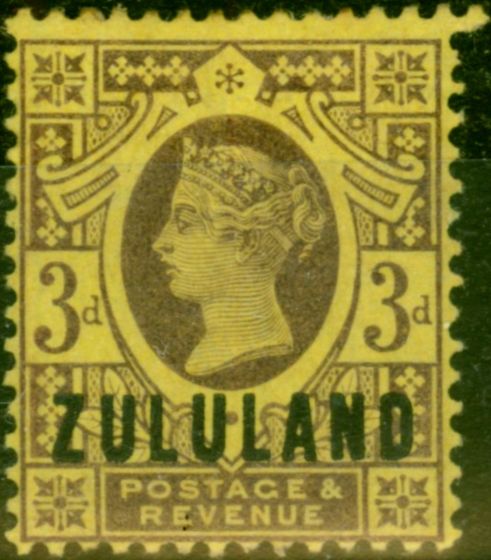 Old Postage Stamp from Zululand 1888 3d Purple-Yellow SG5 Fine Mtd Mint Stamp