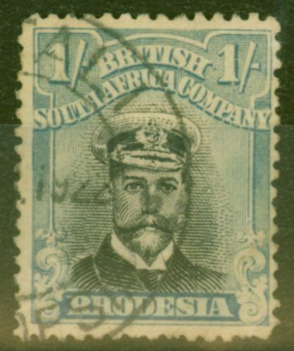 Old Postage Stamp from Rhodesia 1919 1s Black & Greenish Blue SG271 Good Used