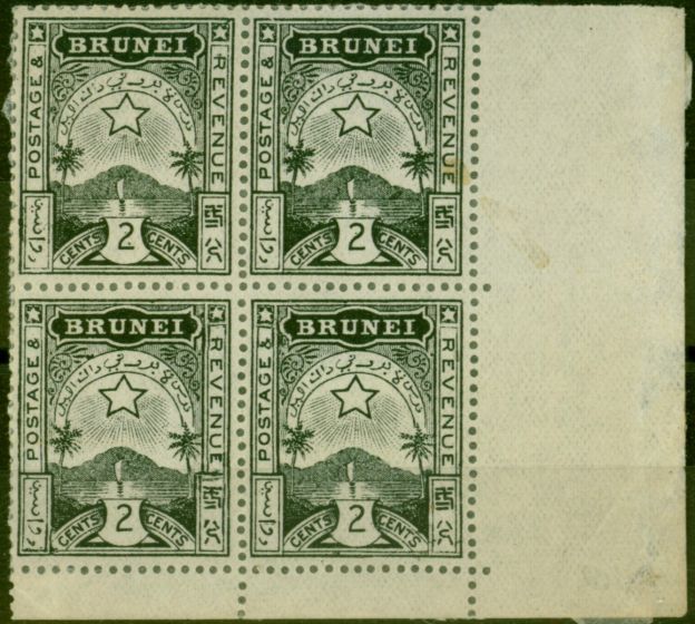 Valuable Postage Stamp from Brunei 1895 2c Black SG3 Fine Mint Block of 4