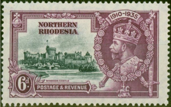 Old Postage Stamp Northern Rhodesia 1935 6d Slate & Purple SG21 Fine LMM