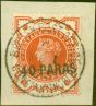 Collectible Postage Stamp from British Levant 1893 40pa on 1/2d Vermilion SG7Var 'Broken S' V.F.U. March CDS