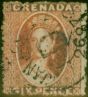 Old Postage Stamp Grenada 1871 6d Vermilion SG9 Fine Used