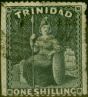 Rare Postage Stamp from Trinidad 1861 1s Dp Bluish Purple SG59 Rough Perf 14 x 16.5 Fine Used Scarce