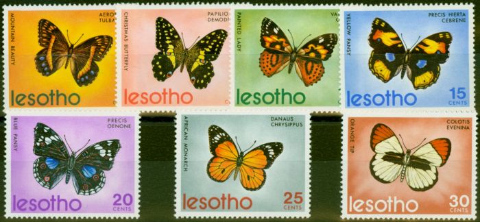Collectible Postage Stamp from Lesotho 1973 Butterflies Set of 7 SG239-245 Fine Mtd Mint