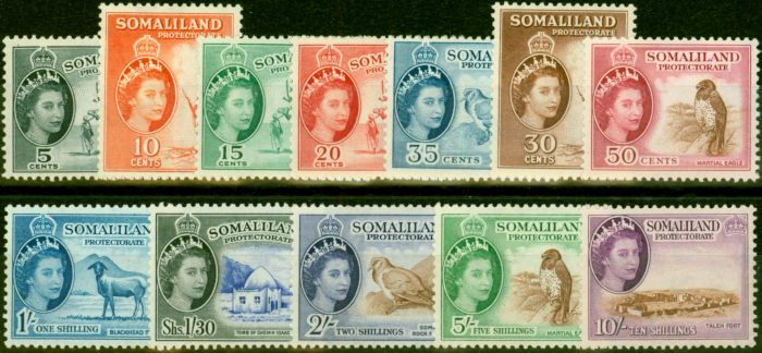 Collectible Postage Stamp from Somaliland 1953-58 Set of 12 SG137-148 Fine Lightly Mtd Mint