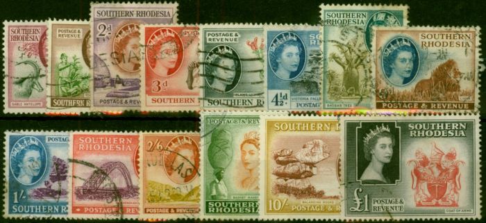 Southern Rhodesia 1953 Set of 14 SG78-91 Fine Used. Queen Elizabeth II (1952-2022) Used Stamps