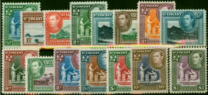 St Vincent 1938-47 Set of 15 SG149-159 Fine LMM. King George VI (1936-1952) Mint Stamps