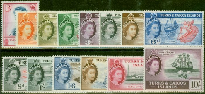 Collectible Postage Stamp Turks & Caicos 1957 Set of 14 to 10s SG237-250 Fine MM
