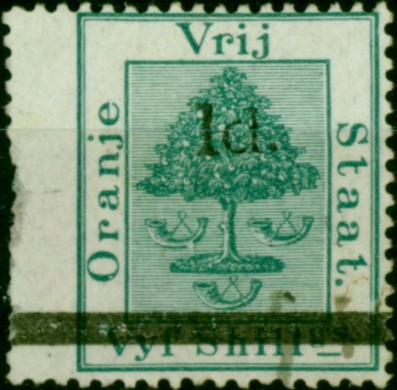Collectible Postage Stamp O.F.S 1881 1d on 5s Green SG24 Type d Good Unused