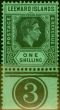 Collectible Postage Stamp from Leeward Islands 1938 1s Black-Emerald SG110 Fine MNH Pl. 3 Marginal