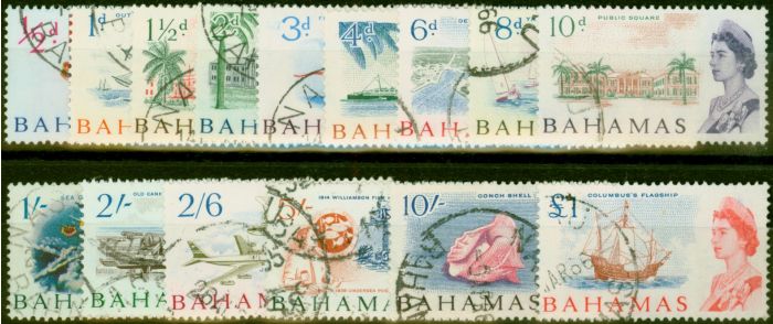 Valuable Postage Stamp Bahamas 1965 Set of 15 SG247-261 Good Used