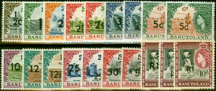 Collectible Postage Stamp from Basutoland 1961 Extended Set of 19 SG58-68b Fine MNH CV £216