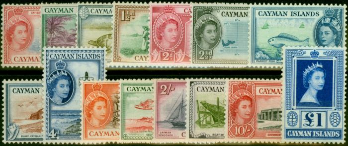Rare Postage Stamp from Cayman Islands 1953-62 Set of 15 SG148-161a Good MNH