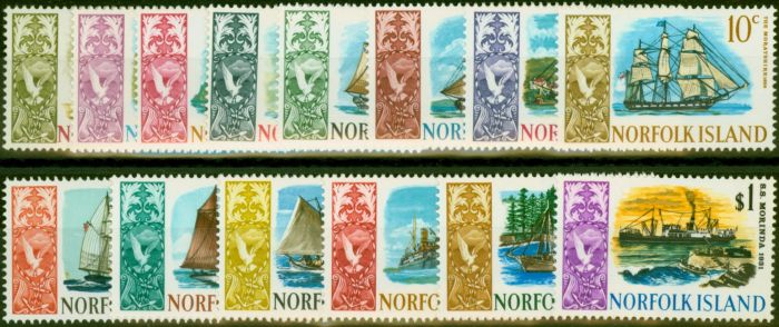 Old Postage Stamp Norfolk Island 1967 Ships Set of 14 SG77-90 V.F MNH