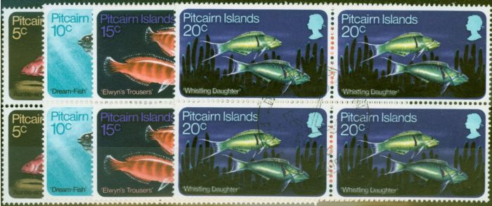 Collectible Postage Stamp from Pitcairn Islands 1970 Fish set of 4 SG111-114 Superb Used Blocks of 4