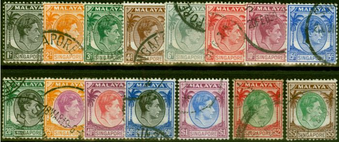 Valuable Postage Stamp Singapore 1948 Set of 15 SG1-15 Fine Used Set