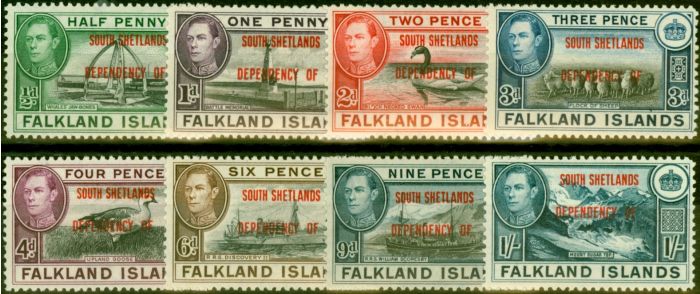 Old Postage Stamp from South Shetland 1944 Set of 8 SGD1-D8 Good MNH