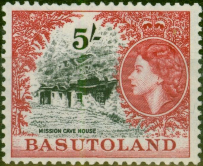Collectible Postage Stamp Basutoland 1954 5s Black & Carmine SG52 Fine VLMM