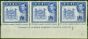 Rare Postage Stamp from Fiji 1950 1s6d Ultramarine SG263a Fine MNH Imprint Strip of 3